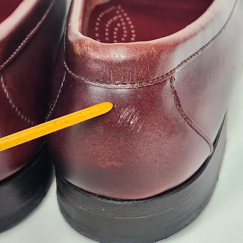 Vintage 90s Lands End Oxblood Leather Tassel Loafers Preppy Ivy USA 11 W 440358 - Picture 7 of 11